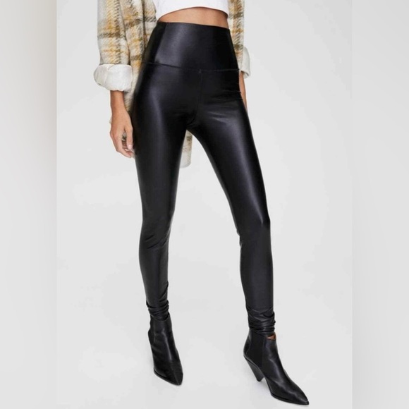 Aritzia Wilfred Free High Rise Faux Leather Leggings Pants Sz Small Rock Grunge - Picture 1 of 14